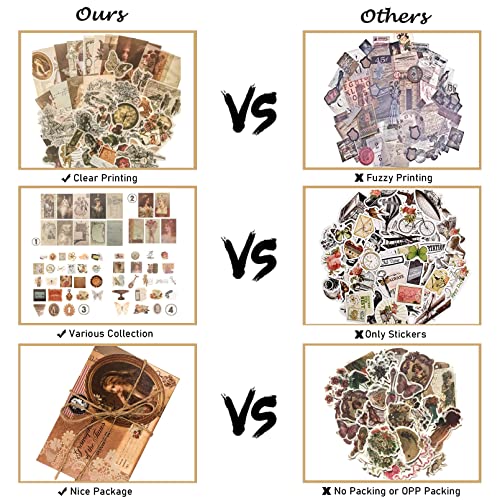 Limmoz Vintage Scrapbooking Stickers Pack, Diy Antique Embellishment Washi Paper Stickers, 120Pcs Retro Aesthetic Stickers For Art Craft Notebook Album Invitations Journals Planners #TOP6