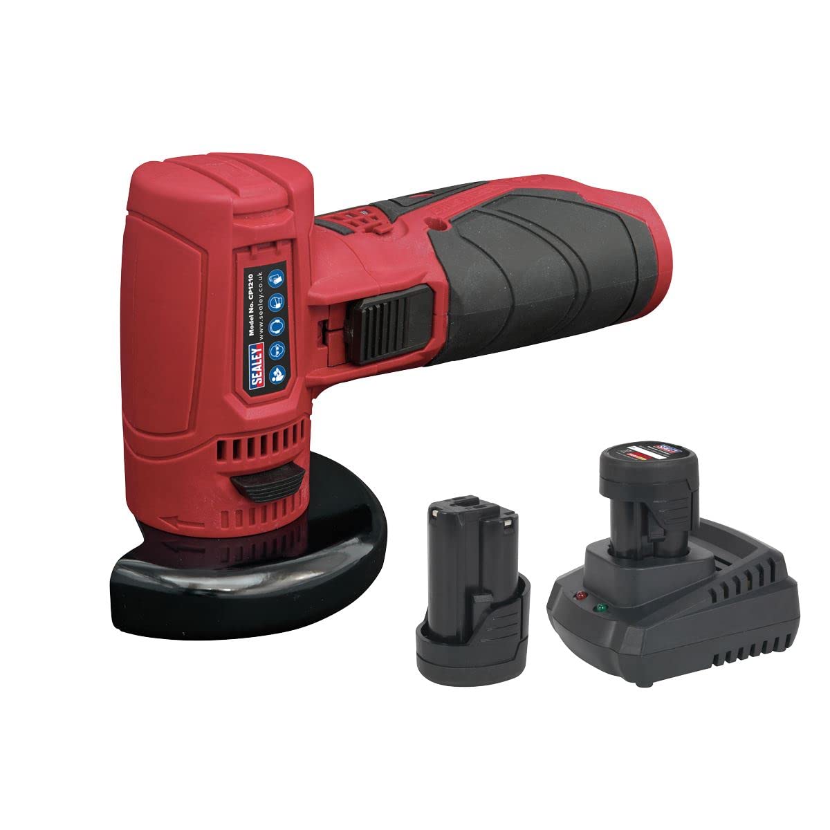 Sealey Red 12V Sv12 Series Ø75mm Angle Grinder Kit - 2 Batteries Cp1210kit