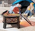 Fire Beauty 26" Steel Fire Pit with Grill & Diamond Mesh Design,360° Airflow Tech for 80% Less Smoke,XL Flames,Heavy-Duty Portable Outdoor Fire Bowl for Camping, Backyard, Beach (22lbs, 4 Handles)