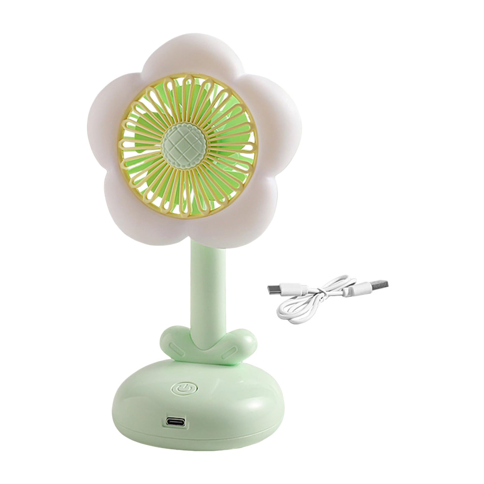 Kaeltsyn Individual Desk Fan Flower Shape Low Rechargeable Cooling Fan with Light Suitable for Bedroom Offices Multicolor Desk