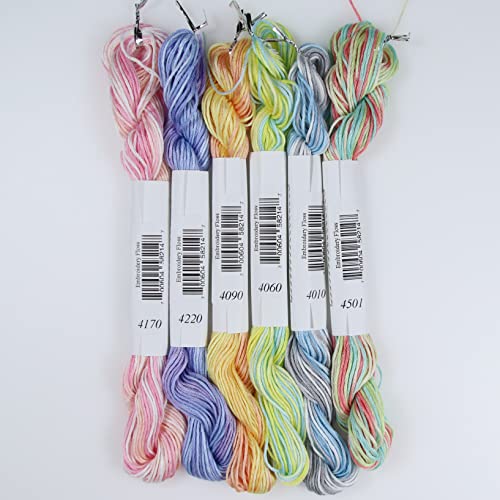 Image of KCS Big skeins of 25 Meters Size 25 Color Variegated Cross Stitch Stranded Threads,6 skeins,12
