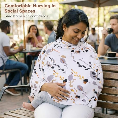 Image of a baby cherry-Nursing Cover, Nursing Covers for Feeding Mom, Feeding Cover Breastfeeding Mother, Feeding Cover for Mom, Multi-Use, Breathable, 360 Full Privacy (Brown),1 Count