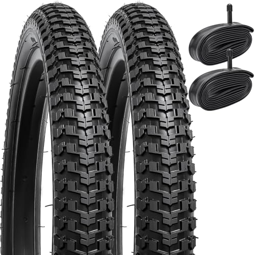 YunSCM 2本セット,14 2.125 タイヤ,14x2.125 57-254 自転車タイヤ + 14x1.75/2.25 チューブ米式バルブ32mm, 適用 14インチ 2.125 子供用自転車、マウンテンバイク,Y-276