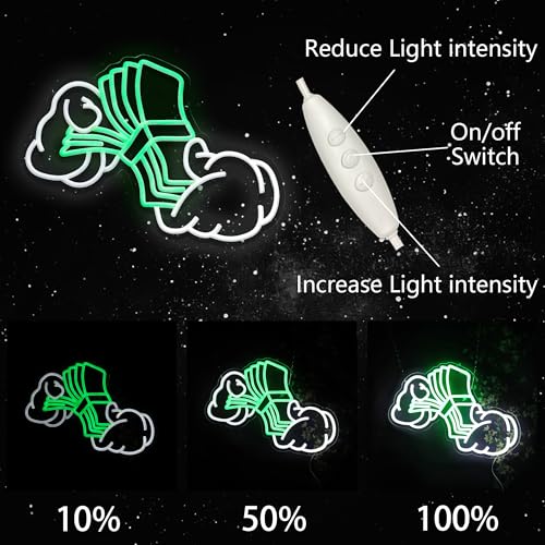 Image of Money Neon Sign, Dollar Neon Sign USB Powered LED Light Decor | Dollar Wall Decor for Bedroom, Game Room, Office, Bar, Party Decoration and Creative Gift