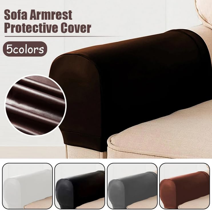 PU Leather Sofa Armrest Covers Protectors Sofa Armrest Protector Universal Armchair Cover Non-Slip Soft Leather Couch Arm Rest Covers Thickened Furniture for Couch Chair Arm (2, Dark Coffee)