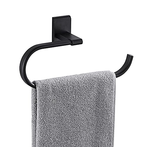 Rack de serviette sans perçage avec bague adhésive murale noire