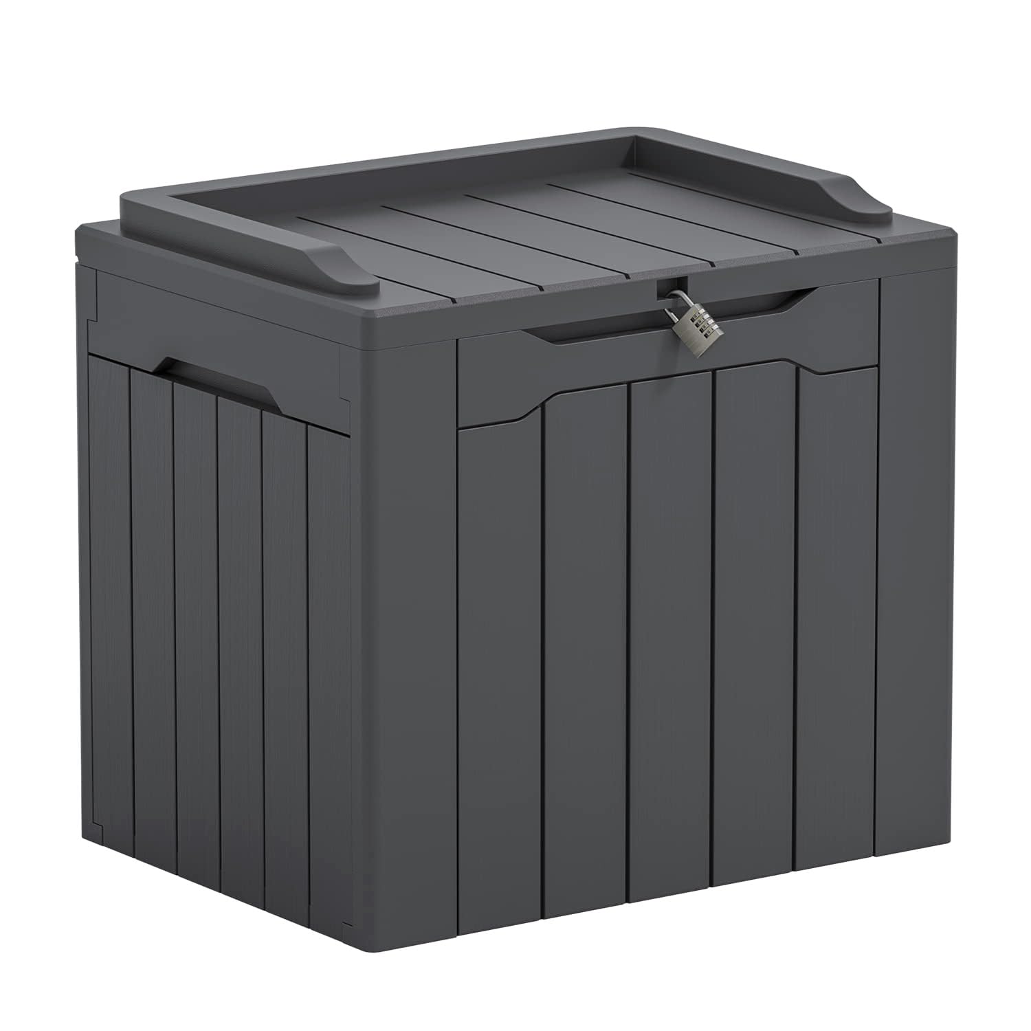Greesum Outdoor Storage Box 31 Gallon Storage Box with Lid for Patio Furniture, Garden Tools, Pool Supplies, Waterproof and UV Resistant, Lockable, Dark Grey