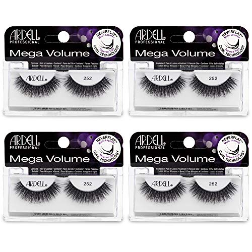 Ardell Mega Volume Lash 252 Multi-Layered False Lashes with Curl Technology, 4 Pairs