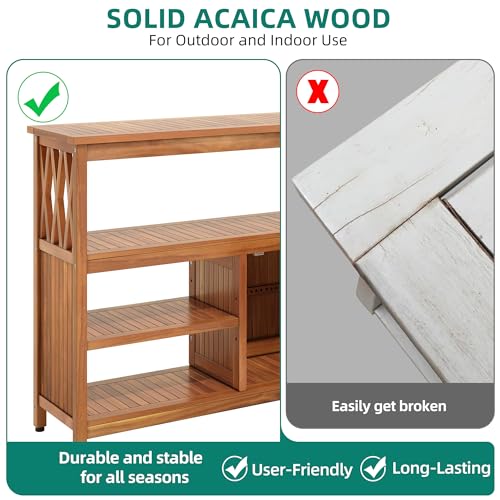 Yitahome MAYIH1TV9J Acacia Wood Patio Bar Table With Storage And Shelves, Outdoor Sideboard Storage Cabinet thumb #4