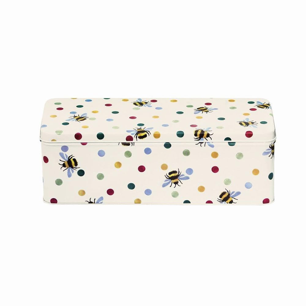 Elite Gift BoxesEmma Bridgewater - Polka Bee Long Deep Rectangular (cracker) Tin 240 x 100 x 70mm