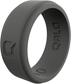 Men's Silicone Wedding Band - 9mm Wide x 2mm Thick - Step Edge, Hexagonal & Engraved Mens Silicone Wedding Ring - Breathable Comfort Fit Rubber Rings Men - Durable Engagement Rings for Him