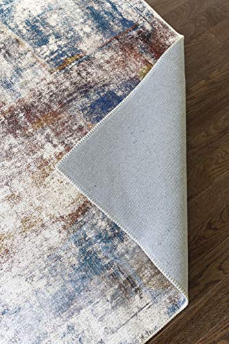 Softwoven Rugs, Runner Machine Washable Rug, 90% Cotton, Non-Slip, Family & Pet Friendly, Stain Resistant, Non-Shed, Modern Abstract Colorful Rug For Living Room, Kids Room, Hallway - Multi Color #TOP3