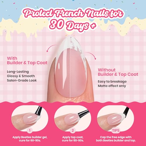 Image of Beetles French Tips Press On Nails, Pastel Nails Short Almond 6 Colors 192 Pcs,Colorful Fake Nail Tips, Pink Blue Green Soft Gel Nails False Nails Art DIY For Women