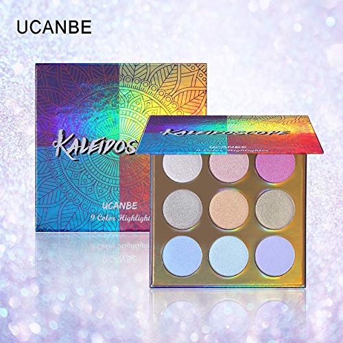 UCANBE Highlighter illuminateur Poudre, 9 couleurs Glow Highlighter Poudre Visage Maquillage Palette