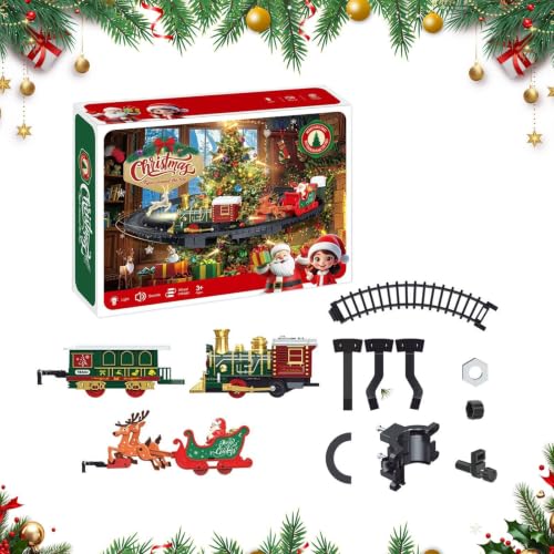Locomotive Vintage Interactive Lights & Sound Christmas Train Set | Locomotive Model Train Track Railway Christmas Train Set for