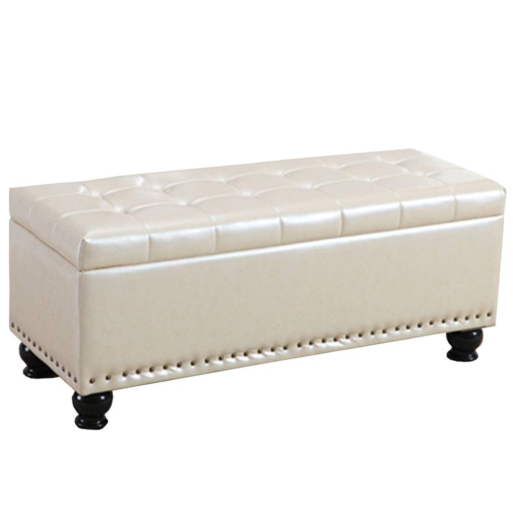 Otomana Plegable de Almacenamiento con Sistema de Seguridad contra Incendios, Taburete Tipo sofá de PU, Caja de Almacenamiento de Juguetes con Tapa abatible, Banco zapate