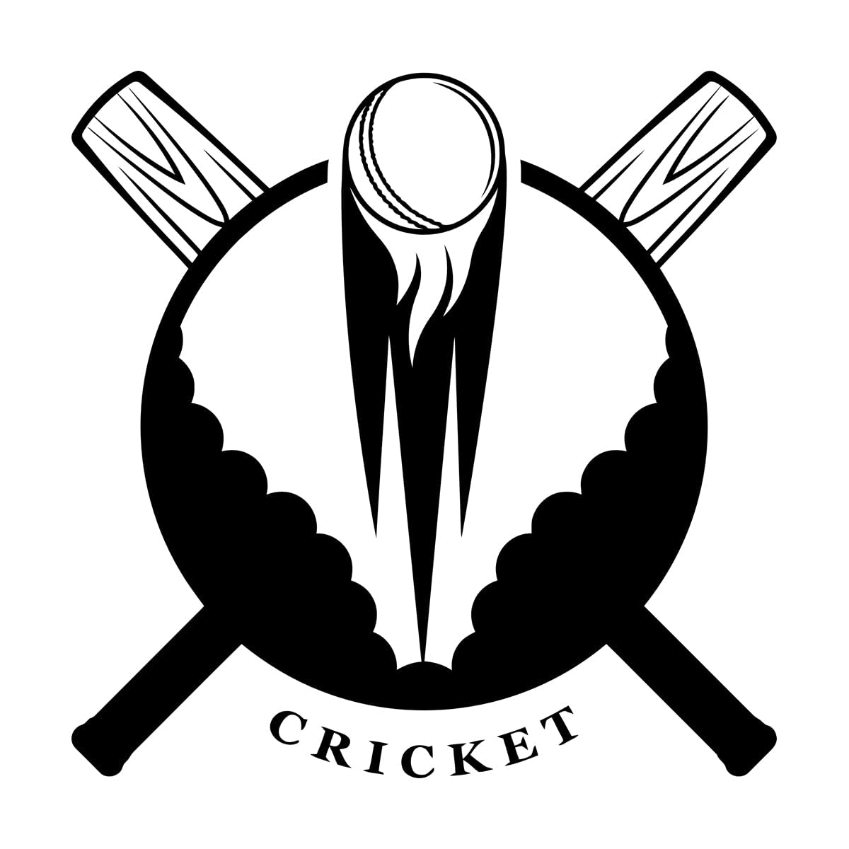 Fine Carving Decals Cricket Bat Ball Cricketer Sport 36x36cm Self Adhesive Small Black — image 1