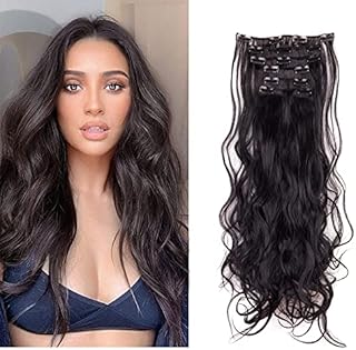 CULKET 24 inch Hair Extensions Clip in Hair Extensions Clip in Natural Hair Extensions 6 PCS Curly Wave Ash Blonde Mix Bleach Blonde