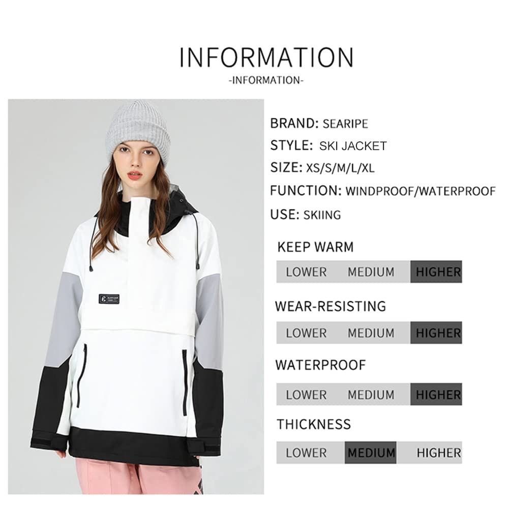 HOUZONIY Skijacke für Damen wasserdichte Wanderjacke Snowboardjacke Outdoor Winddichte Warmer Mantel Jacke für Winterwandern Sport