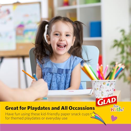 Image of Glad for Kids Unicorns Disposable Paper Snack Bowls, 12 Oz, 20 Count