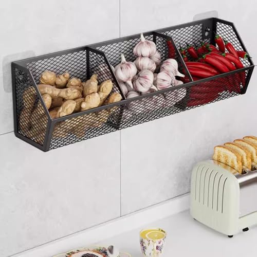 Image of Wall Hanging Baskets Wall Mounted Multiuse for Living Room 28.8x11x13.5cm Black