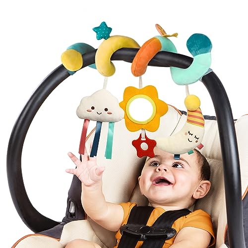Image of Elsonap Car Seat Toys Stroller Toys Newborn Toys Baby Toys 0-6 Months, Infant Toys 0-6 Months Baby Toys 3-6 Months for Mobile Crib Bassinet with Squeak Mirror Teether for 0 3 6 9 12 Boys Girls Babies