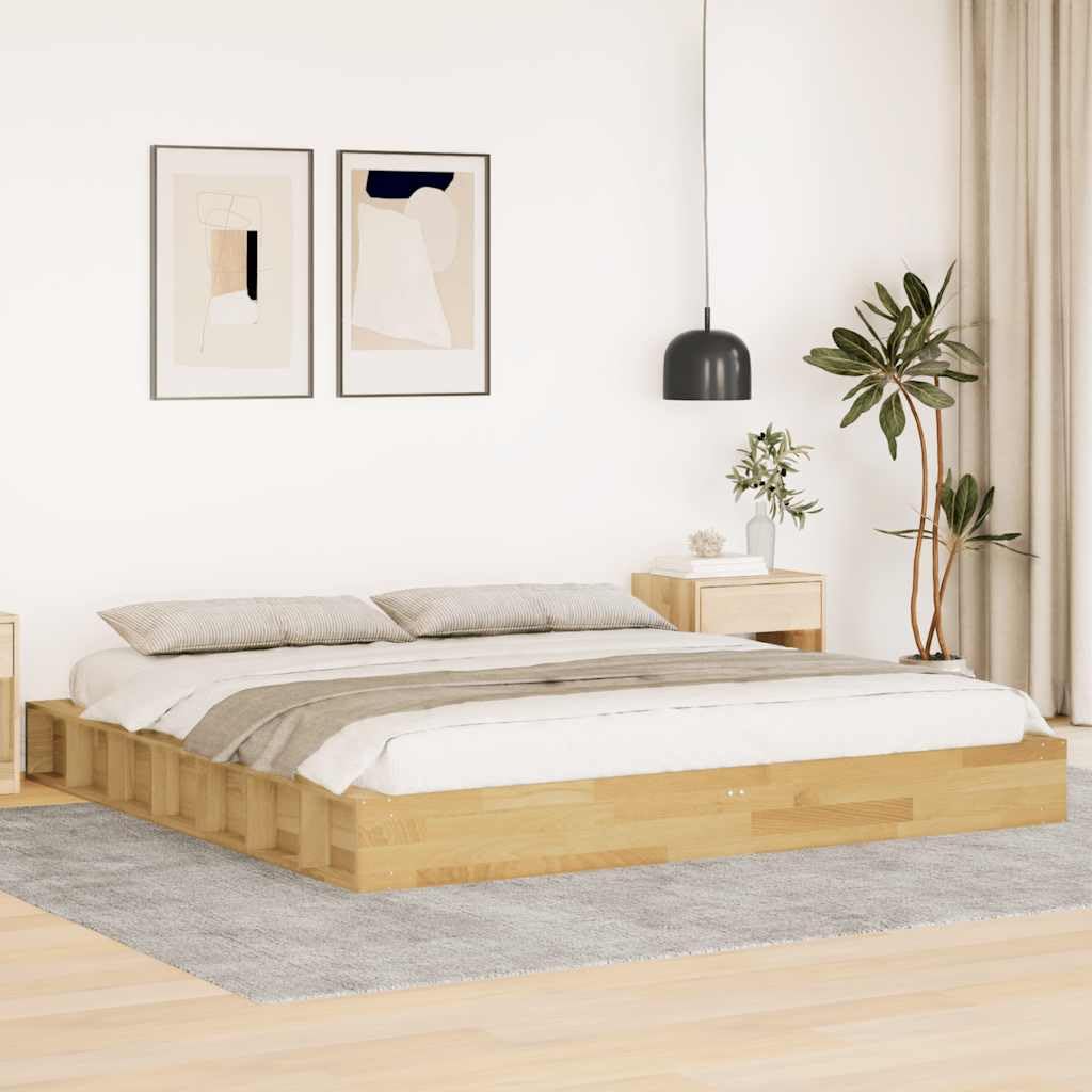 Betten & Zubehör, Betten & Bettrahmen Bettgestell ohne Matratze 180x200 cm Massivholz Eiche