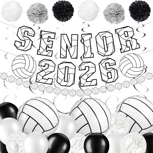 Lunmon 63 Pcs Senior 2026 Decorations Volleyball Senior Night 2026 Decoration Volleyball Sport Theme Party Supplies for Player Gift Sport Parties Favors