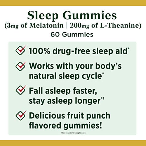 Nature's Bounty Sleep Complex Gummies 60Ct, 3 Millgrams Melatonin, 200 Milligrams L-Theanine Gummies (2 Pack) #TOP1