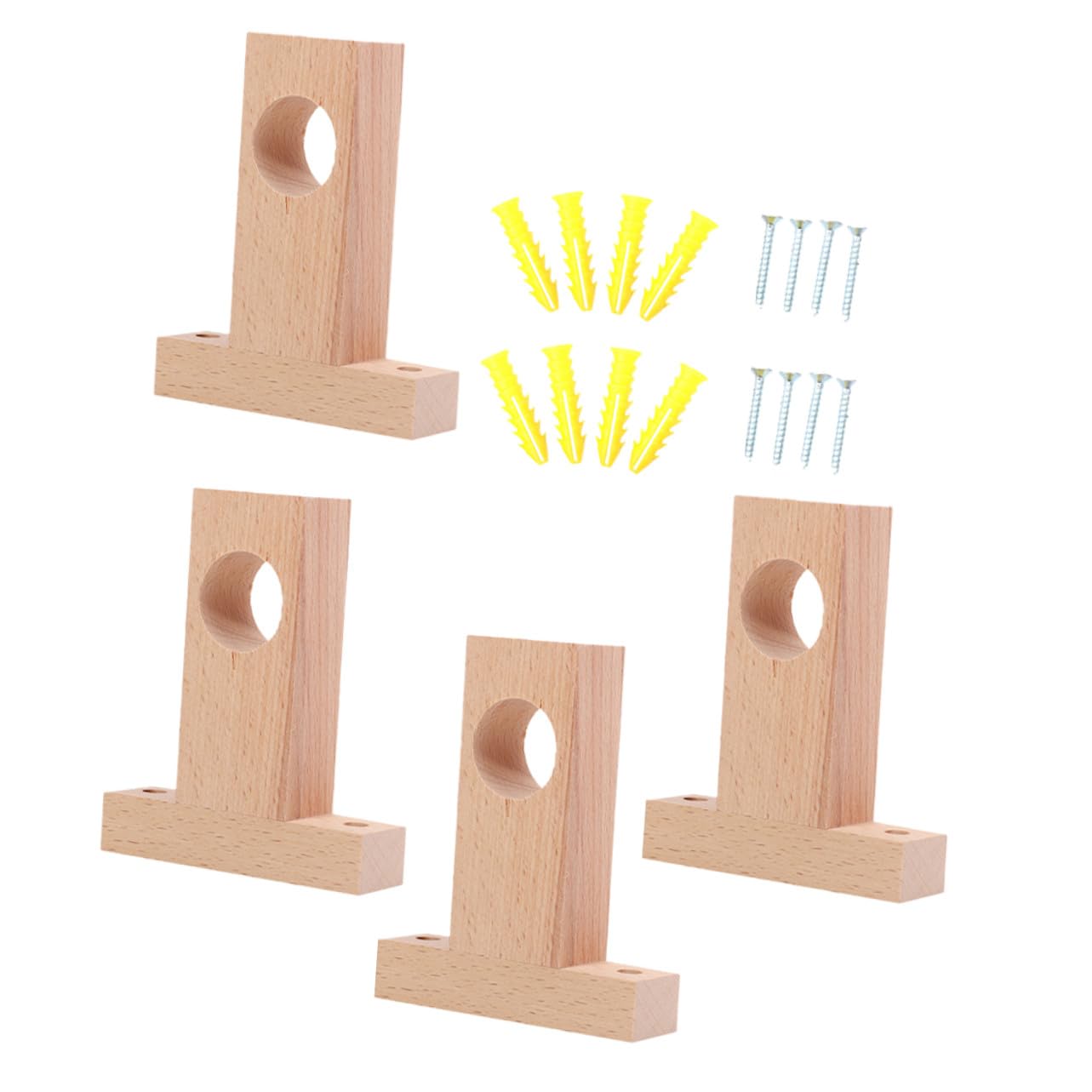 SOIMISS Supporto per Bastone per Tende in Legno 4 Pezzi, Robusto e Resistente, Accessorio per Tende da Interno per Camera e Ufficio