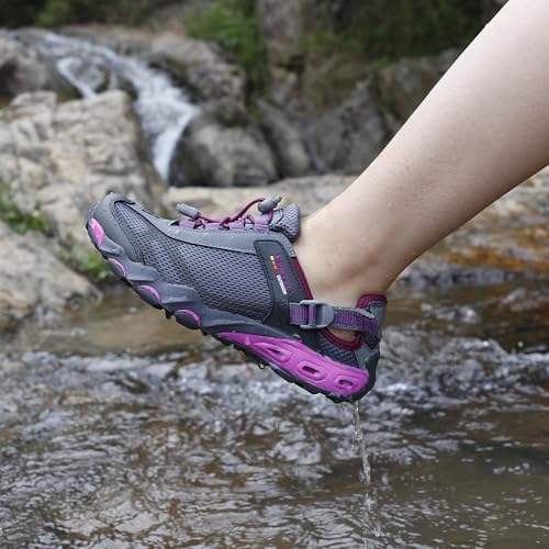 Image of HUMTTO Women's Amphibious Water Shoes - Closed Toe Hiking Sandals Summer Outdoor Water Sandal Non-Slip River Shoes Quick Drying Aqua Shoe
