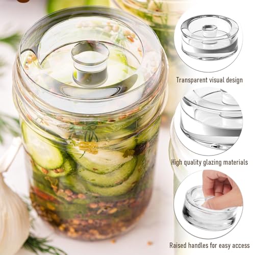 SanRes Fermentiergewichte, 4 Stück Fermentation Glas Gewichte, Glasgewichte mit Einem Durchmesser von 7 cm,Fermentationsgewichte,Gärgewichte für Fermentieren Sauerkraut Kimchi