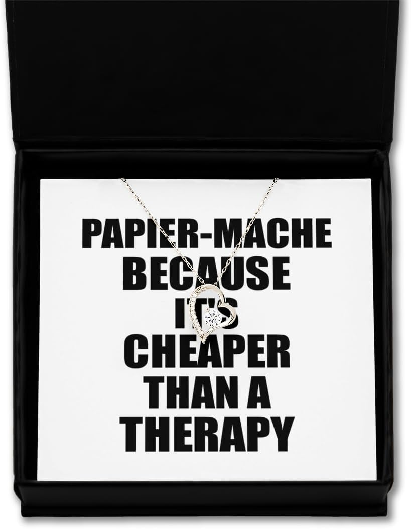 Papier-mache Necklace Pendant Cheaper Than A Therapy Funny Gift For Papier-mache Lover Addict Jewelry With Chain And Message Card Box