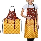 LMSM Ice Cream Cones Apron Kitchen Apron Bibs Adults Apron With Pocket Adjustable Neck