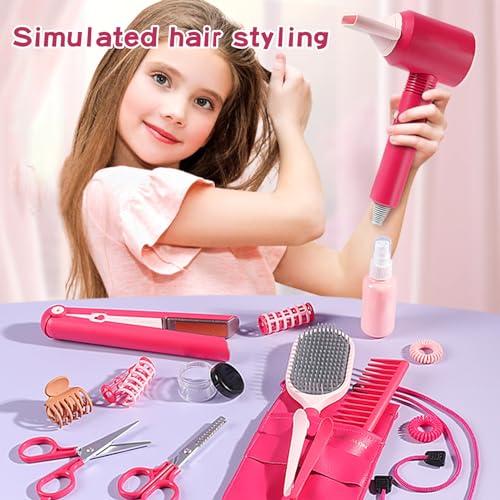 Miniatura 3 de Juego De Peluquería Para Niños,22 Piezas Estilismo Y Peluquería Conjunto Juego Belleza,Moda Salón Kit Peluqueria,Juego De Simulación De Peluquería,Juego De Rol Para Niños Y Niñas 3 Años.