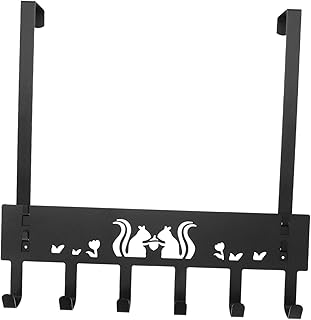 KONTONTY Squirrel Storage Rack Over Door Coat Hooks Over The Door Hook Storage Hook Door Hooks for Clothes Black Hooks Back Door Hanging Hook Storage Shelf Back Door Hook Iron Hanger