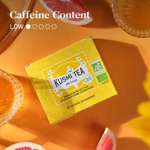 Kusmi Tea - Organic BB Detox Tea - Organic blend of green tea, mate tea and grapefruit flavored plants - To be eaten hot or as an iced tea - Fine sour flavors - Tea box 100g - Approximately 40 cups