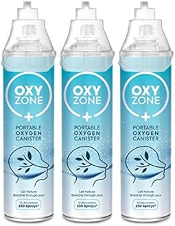 OXYZONE Natural Oxygen 36 Litres in Portable Can | First Aid Essential | Revitalizes | Enhance Physical Wellness | 36 Litre (12 L × 3) | 750 Puff (250 Puff × 3)