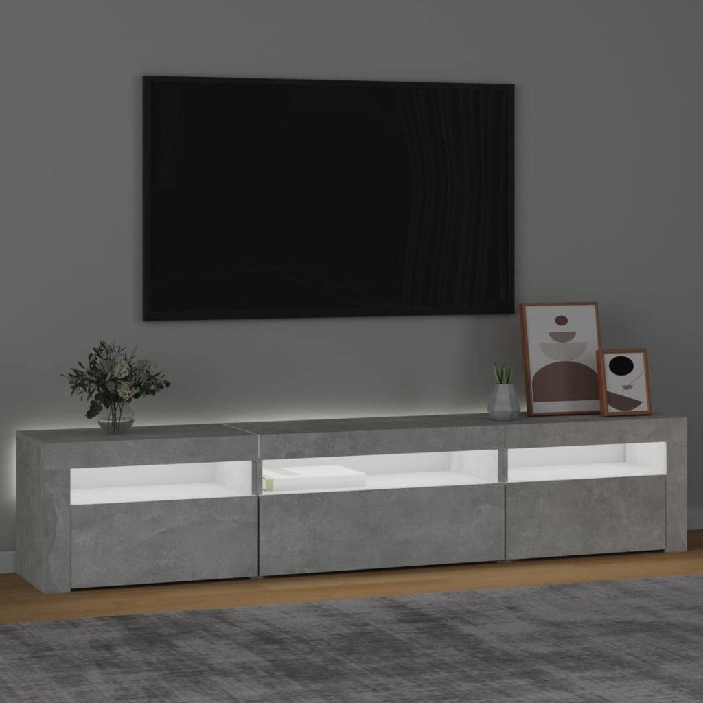 Con espacio de almacenamiento e iluminación LED RGB de madera, color gris hormigón con diseño moderno y luces LED integradas, madera LED con espacio de almacenamiento