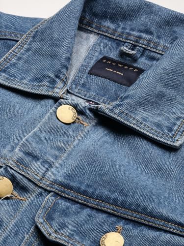 Image of SHOWOFFFF Men Solid Denim Jacket | Spread Collar Full Sleeves Denim Jacket for Mens | Slim Fit Regular Length Jacket for Men's
