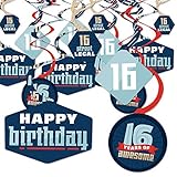 Big Dot of Happiness Boy 16th Birthday - Sweet Sixteen Birthday Party Hanging Decor - Party...