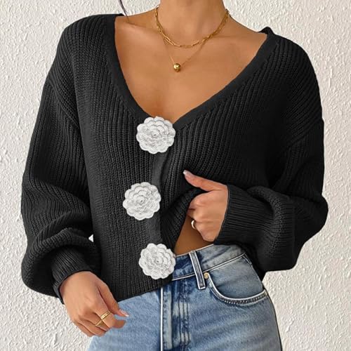 Women's Fall Fashion Cardigan Sweater Lightweight Open Front Long Casual Outfits Button Dropped Shoulder Pullover2