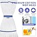 KLHB-YF 16-Ounce Medium Replacement mop Head White mop Heads Suitable for All Hard Floors Cotton Washable Industrial mop Heads for Commercial & Home Cleaning 6 Pack Machine Washable mop Heads