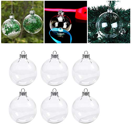 Richo Bolas de adorno de Navidad transparentes, diseño de bulbos, adornos de árbol de Navidad, botella de agua, jugo de leche, tazas para decoración de fiestas, bodas, adornos de árbol (6 unidades (80