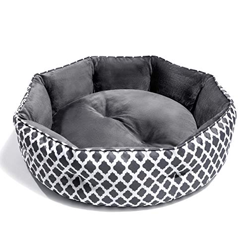 Joyo洗えるペットベッド 猫 ベッド ふわふわねこソファ 滑り止めペットクッション 猫用/小型犬用 寒さ対策 通年タイプ ぐっすり眠る もこもこベッド グレー