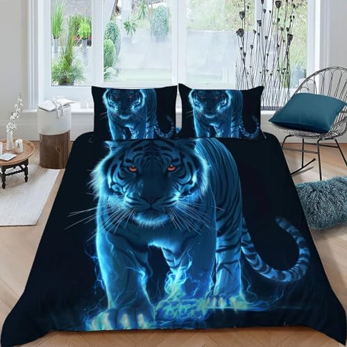 Housse de couette tigre 200x200 linge de lit 3 pièces - 3