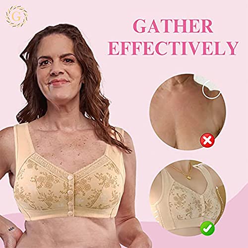 Kontal Glamorette - Cotton Front Closure Bra, Bra Snap Front, Womens Bras Front Closure For Women No Underwire (3Pcs,36/80) #TOP3