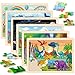 6 Packs Wooden Puzzles for Kids Ages 4-6, 60 Piece Wood Dinosaur Animals Jigsaw Puzzles for Toddlers Ages 3-5, Preschool Educational Learning Toys Gifts for 2 3 4 5 6 7 8 Boys Girls