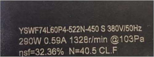 YSWF74L60P4-522N-450S 380V 0.59A 290W 1358RPM coolig Fan