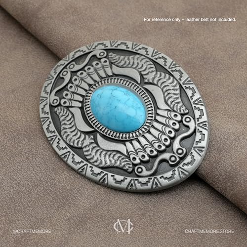 Hebilla de cinturón occidental con turquesa tribal de 1.5 pulgadas para vaqueros 3